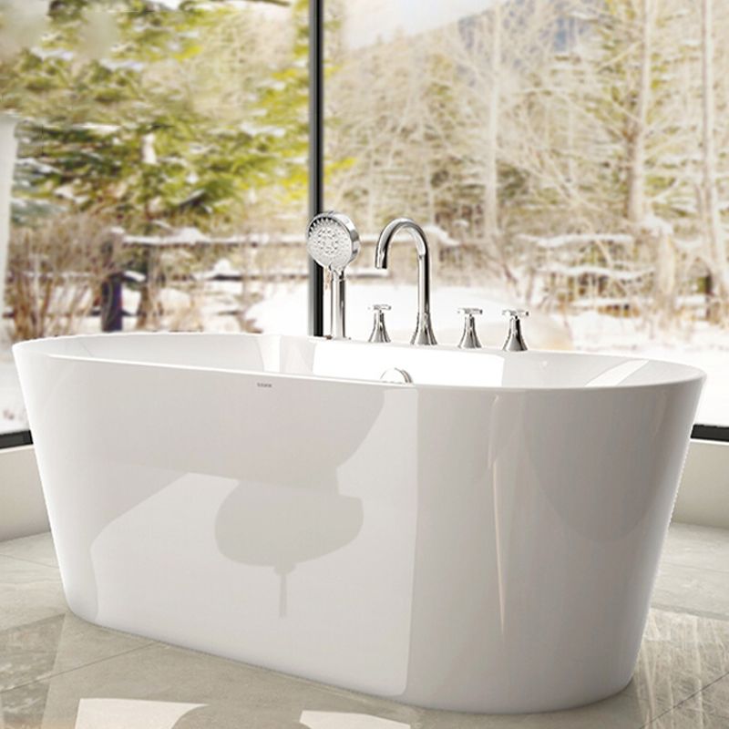 Modern Acrylic White Bathtub Ellipse Back to Wall with Drain Bath Tub Clearhalo 'Bathroom Remodel & Bathroom Fixtures' 'Bathtubs' 'Home Improvement' 'home_improvement' 'home_improvement_bathtubs' 'Showers & Bathtubs' 1200x1200_8974599a-621f-4f0b-8c1e-ca57049dcba1