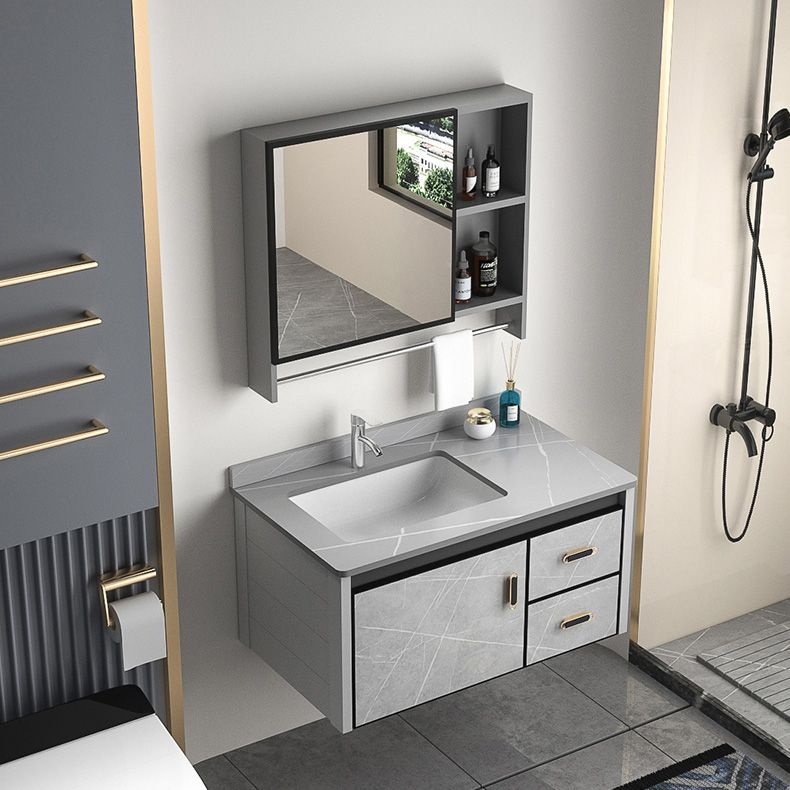 Modern Vanity Rectangular Gray Single Wall Mount Metal Vanity Set Clearhalo 'Bathroom Remodel & Bathroom Fixtures' 'Bathroom Vanities' 'bathroom_vanities' 'Home Improvement' 'home_improvement' 'home_improvement_bathroom_vanities' 1200x1200_899c7190-0e9c-4651-be3e-8349618bc0fb