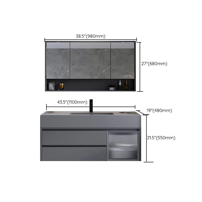 Grey Wall Mounted Standard Modern Single-Sink Open Console with Sink Set Clearhalo 'Bathroom Remodel & Bathroom Fixtures' 'Bathroom Vanities' 'bathroom_vanities' 'Home Improvement' 'home_improvement' 'home_improvement_bathroom_vanities' 1200x1200_89a9d433-fcd6-4990-a997-1f92ce6d7807