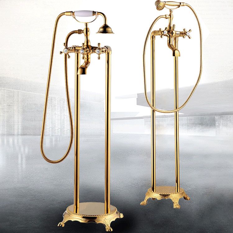 Traditional Floor Mounted Copper Freestanding Tub Filler Spray Gun Tub Filler Trim Clearhalo 'Bathroom Remodel & Bathroom Fixtures' 'Bathtub Faucets' 'bathtub_faucets' 'Home Improvement' 'home_improvement' 'home_improvement_bathtub_faucets' 1200x1200_89abeadc-865e-4ce4-96f9-e9121389168c