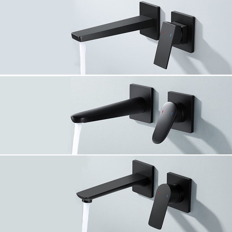 Lever Handle Wall Mounted Bathroom Faucet Modern Faucet with Hot and Cold Indication Clearhalo 'bathroom_sink_faucets' 'Conjunta de Baño y Conjunta de Grifo' 'Coronamiento de Baño y Dispositivo de Baño' 'Grifo del lavabo del baño' 'Hogar' 'home_improvement' 'home_improvement_bathroom_sink_faucets' 'Mejoras para el hogar' 1200x1200_89bec450-9be2-4acc-a8e4-4191b6032964