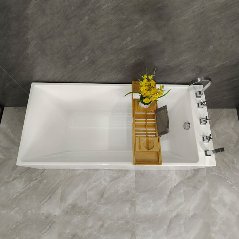 Modern Style Acrylic Rectangular Tub White Bath Tub with Internal Drain Clearhalo 'Bathroom Remodel & Bathroom Fixtures' 'Bathtubs' 'Home Improvement' 'home_improvement' 'home_improvement_bathtubs' 'Showers & Bathtubs' 1200x1200_89e3a2c3-53a1-4442-aa9c-e87dc75d4645