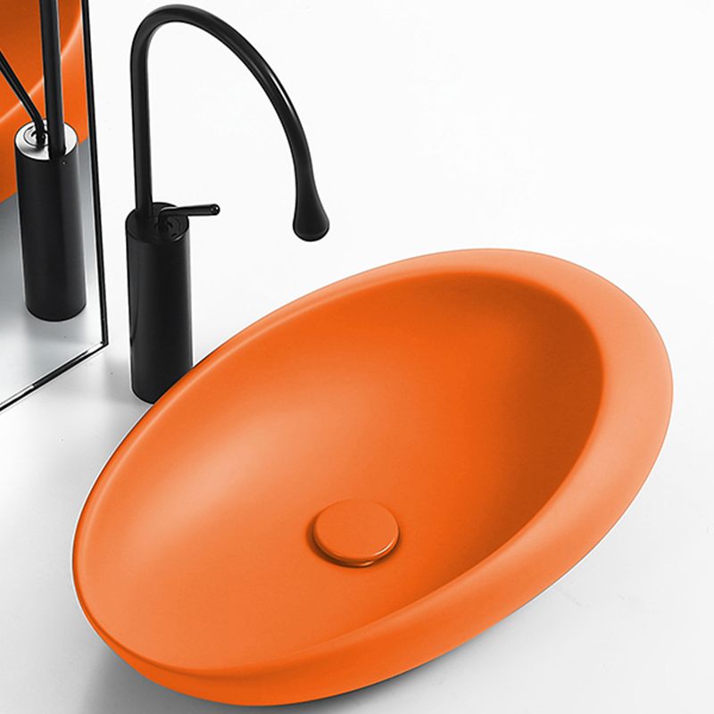 Modern Vessel Bathroom Sink Oval Porcelain with Pop-Up Drain Wash Stand Clearhalo 'Bathroom Remodel & Bathroom Fixtures' 'Bathroom Sinks & Faucet Components' 'Bathroom Sinks' 'bathroom_sink' 'Home Improvement' 'home_improvement' 'home_improvement_bathroom_sink' 1200x1200_8a1400e9-f8c1-45e9-961b-fab715d33abb