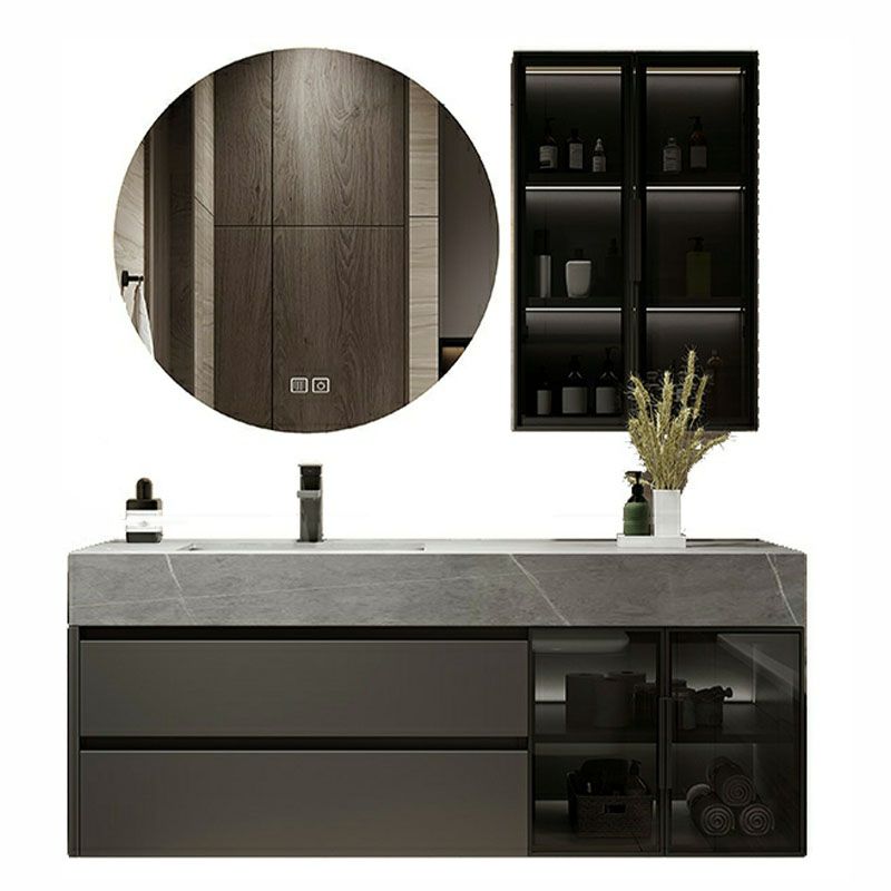 Wall Mount Modern Bathroom Sink Vanity with Mirror Sink Faucet Clearhalo 'Bathroom Remodel & Bathroom Fixtures' 'Bathroom Vanities' 'bathroom_vanities' 'Home Improvement' 'home_improvement' 'home_improvement_bathroom_vanities' 1200x1200_8a2a1aac-dafd-4722-af53-098a197a88d7