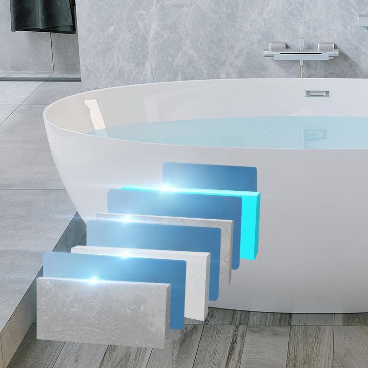 Modern White Acrylic Bathtub Ellipse Freestand Soaking Bathtub with Drain Bath Tub Clearhalo 'Bathroom Remodel & Bathroom Fixtures' 'Bathtubs' 'Home Improvement' 'home_improvement' 'home_improvement_bathtubs' 'Showers & Bathtubs' 1200x1200_8a2d5846-a84b-4be0-b873-4348a37ef82e