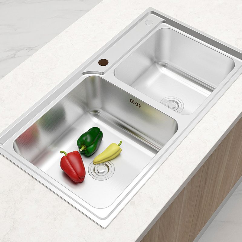 Rectangle 1 Holes Kitchen Sink Stainless Steel Double Basin Sink Clearhalo 'Home Improvement' 'home_improvement' 'home_improvement_kitchen_sinks' 'Kitchen Remodel & Kitchen Fixtures' 'Kitchen Sinks & Faucet Components' 'Kitchen Sinks' 'kitchen_sinks' 1200x1200_8a44af23-5ed1-400b-8c49-118332063454