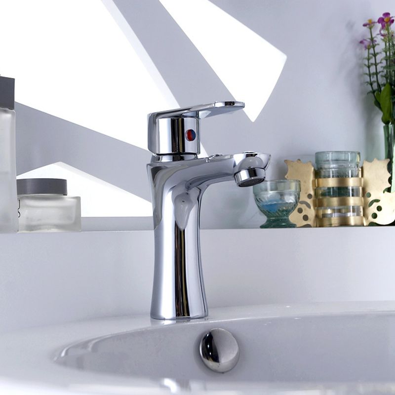 Basic Metal Sink Faucet Silver Bathroom Faucet with Lever Handle Clearhalo 'Bathroom Remodel & Bathroom Fixtures' 'Bathroom Sink Faucets' 'Bathroom Sinks & Faucet Components' 'bathroom_sink_faucets' 'Home Improvement' 'home_improvement' 'home_improvement_bathroom_sink_faucets' 1200x1200_8a603c44-bc72-49e6-bd5c-f3bf875f560b