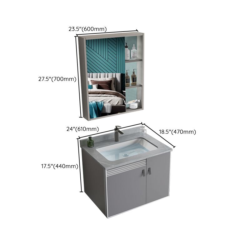 Metal Base Sink Vanity Modern Wall Mount Gray Single-Sink Rectangular Vanity Set Clearhalo 'Bathroom Remodel & Bathroom Fixtures' 'Bathroom Vanities' 'bathroom_vanities' 'Home Improvement' 'home_improvement' 'home_improvement_bathroom_vanities' 1200x1200_8ab02307-e3fe-435d-9ed0-7c67cec02d8a