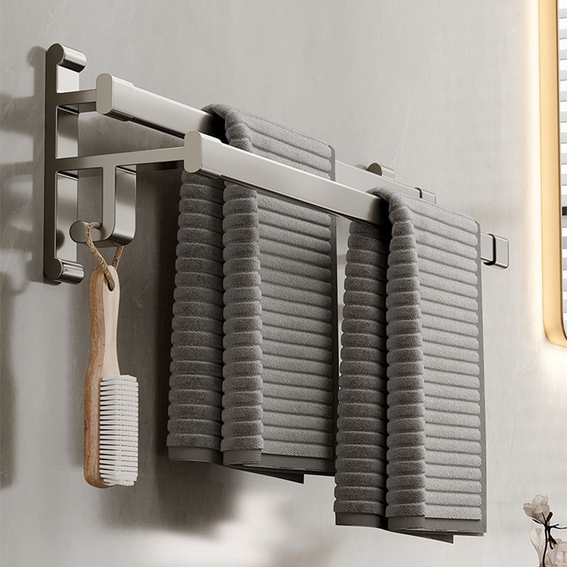 Gray Bathroom Accessory Set Contemporary Style Aluminum Towel Bar Clearhalo 'Bathroom Hardware Sets' 'Bathroom Hardware' 'Bathroom Remodel & Bathroom Fixtures' 'bathroom_hardware_sets' 'Home Improvement' 'home_improvement' 'home_improvement_bathroom_hardware_sets' 1200x1200_8ad4f9ba-a239-493a-a93b-2765de424e35