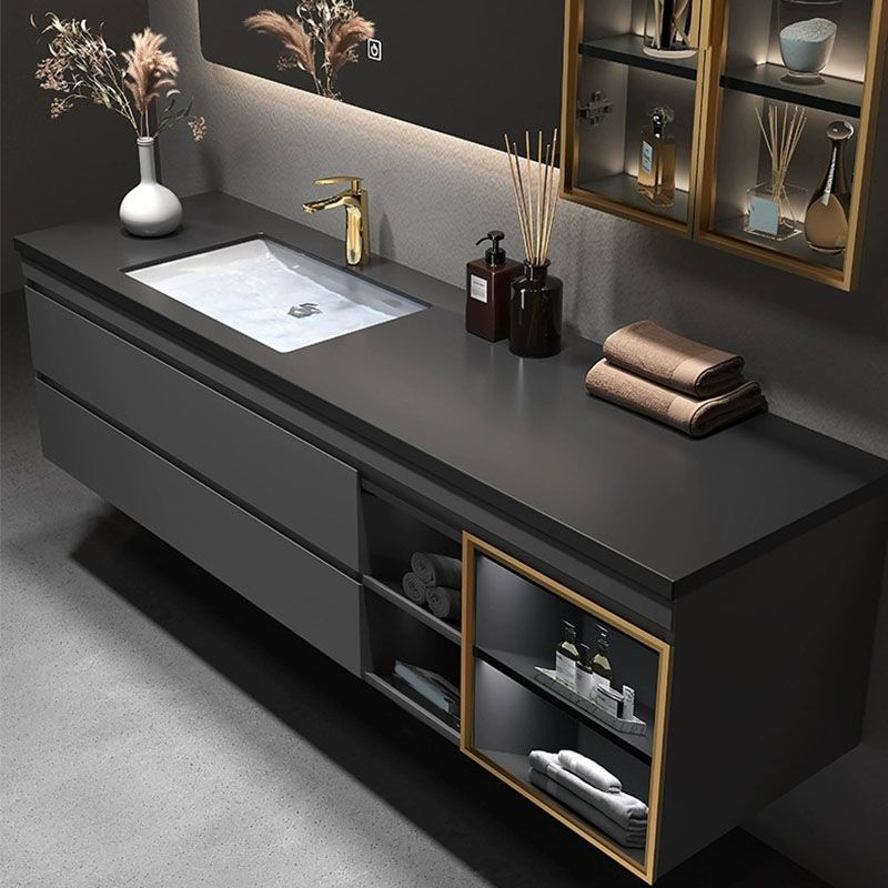 Wall Mount Modern Bathroom Sink Vanity with Faucet Sink Mirror Clearhalo 'Bathroom Remodel & Bathroom Fixtures' 'Bathroom Vanities' 'bathroom_vanities' 'Home Improvement' 'home_improvement' 'home_improvement_bathroom_vanities' 1200x1200_8ae20195-5d8d-443b-a9cb-1b061aa93428