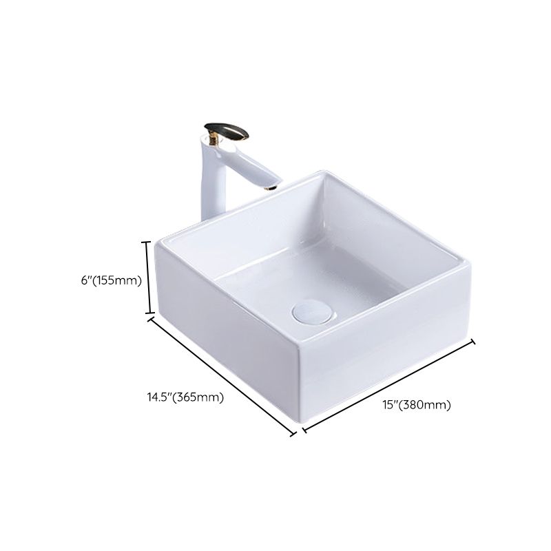 Modern Bathroom Sink Porcelain Rectangular Pop-Up Drain and Drain Assembly Basin Sink Clearhalo 'Bathroom Remodel & Bathroom Fixtures' 'Bathroom Sinks & Faucet Components' 'Bathroom Sinks' 'bathroom_sink' 'Home Improvement' 'home_improvement' 'home_improvement_bathroom_sink' 1200x1200_8aefcf03-2295-4668-b741-9221a9c22310