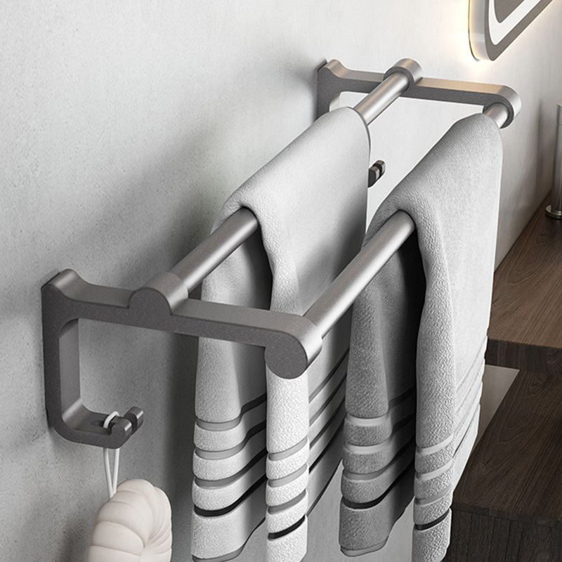 Gray Contemporary Bathroom Accessory Set Bath Shelf/Towel Bar & Robe Hooks Included Clearhalo 'Bathroom Hardware Sets' 'Bathroom Hardware' 'Bathroom Remodel & Bathroom Fixtures' 'bathroom_hardware_sets' 'Home Improvement' 'home_improvement' 'home_improvement_bathroom_hardware_sets' 1200x1200_8af975b0-bc70-467e-b012-ee6278665548