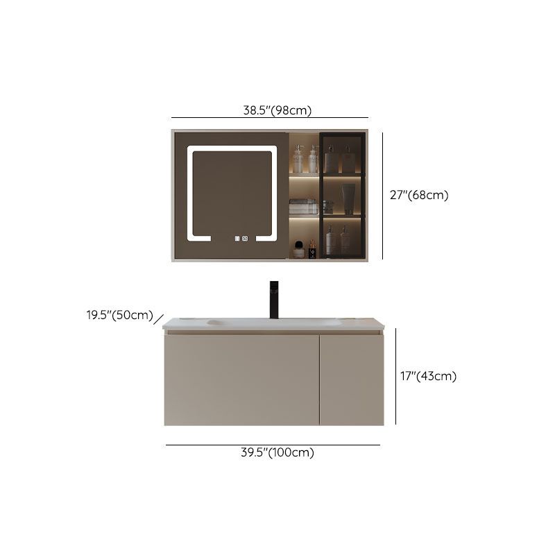 Glam Wood Frame Vanity White Single Sink Rectangular Wall-Mounted Vanity with Mirror Clearhalo 'Bathroom Remodel & Bathroom Fixtures' 'Bathroom Vanities' 'bathroom_vanities' 'Home Improvement' 'home_improvement' 'home_improvement_bathroom_vanities' 1200x1200_8b0cef0e-550a-4e19-b2d0-4c6e23071c54