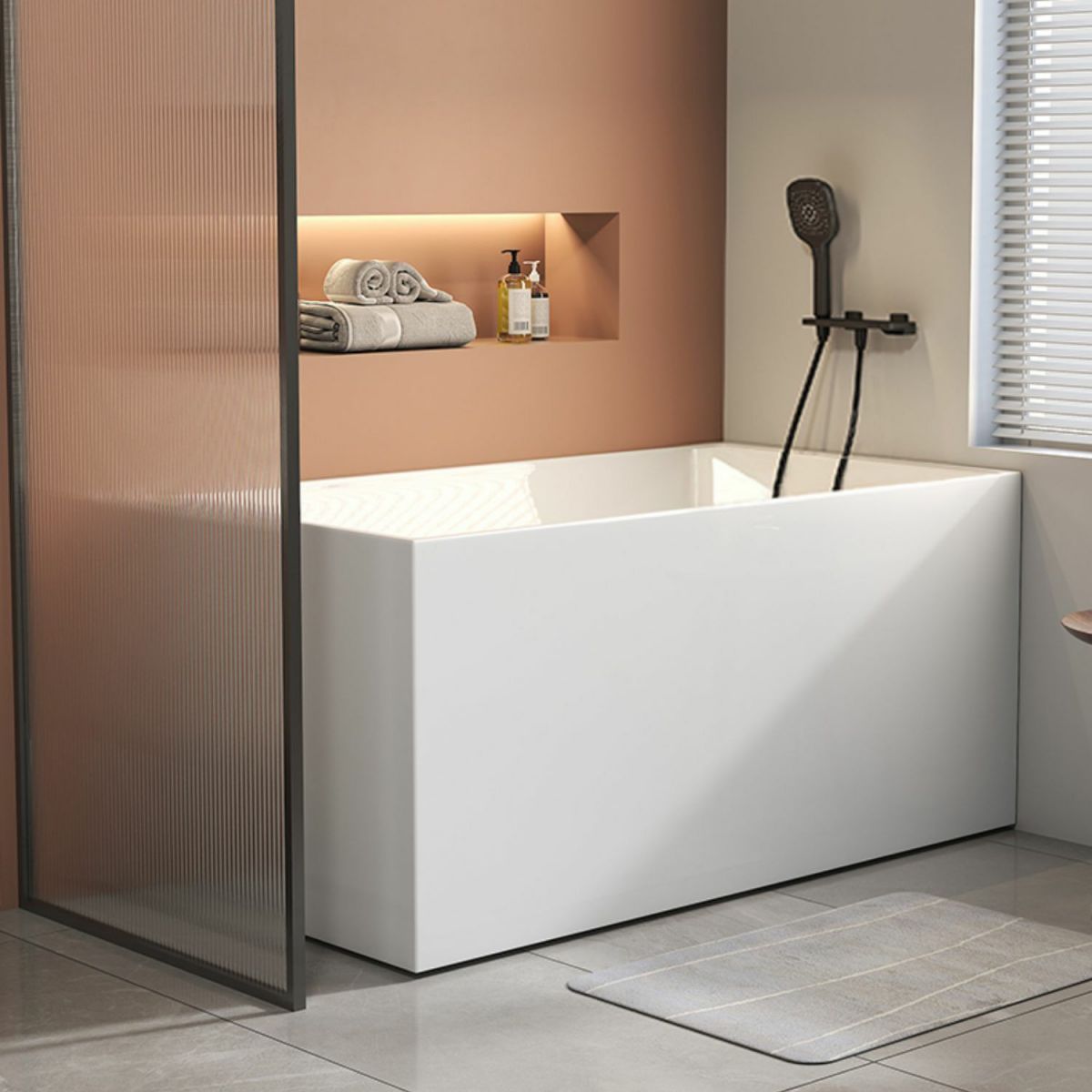 Rectangular Soaking Acrylic Bathtub Antique Finish Back to Wall Bath Clearhalo 'Bathroom Remodel & Bathroom Fixtures' 'Bathtubs' 'Home Improvement' 'home_improvement' 'home_improvement_bathtubs' 'Showers & Bathtubs' 1200x1200_8b1d456f-0dce-4983-b91e-8fefaf1ade43