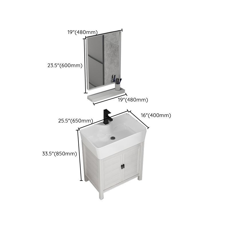 Rectangular Modern Bathroom Vanity White Metal Frame Single-Sink Vanity Set Clearhalo 'Bathroom Remodel & Bathroom Fixtures' 'Bathroom Vanities' 'bathroom_vanities' 'Home Improvement' 'home_improvement' 'home_improvement_bathroom_vanities' 1200x1200_8b3badae-3a09-4fcd-9812-038302d6ec43