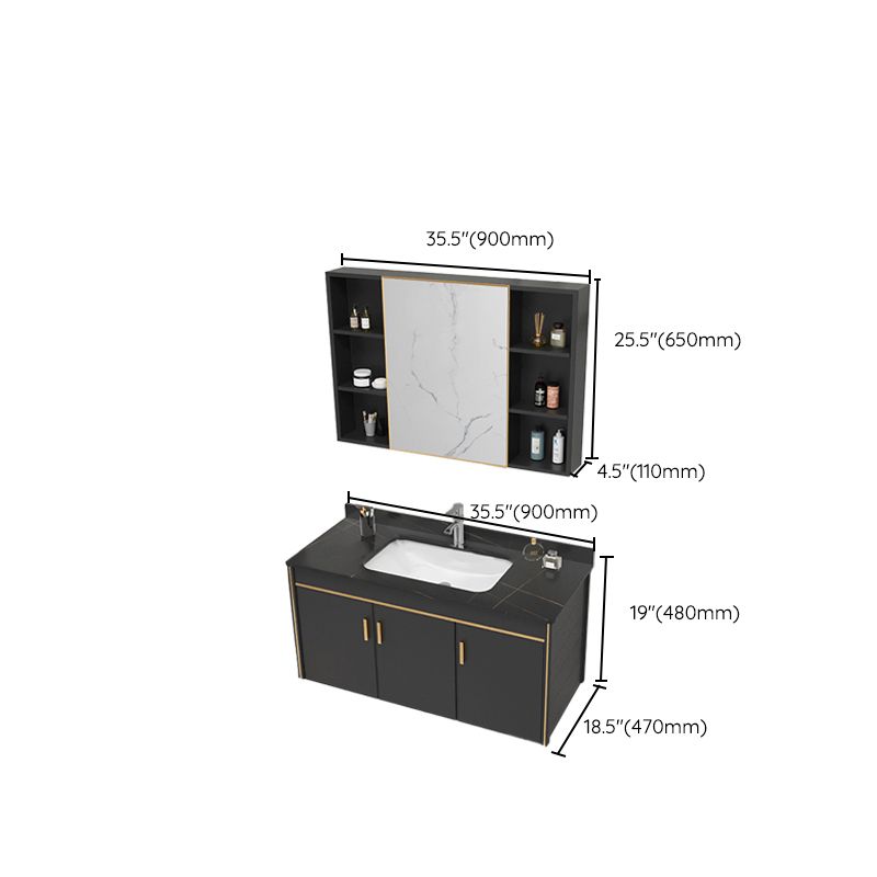 Glam Single Sink Vanity Metal Frame Rectangular Wall Mount Bath Vanity Clearhalo 'Bathroom Remodel & Bathroom Fixtures' 'Bathroom Vanities' 'bathroom_vanities' 'Home Improvement' 'home_improvement' 'home_improvement_bathroom_vanities' 1200x1200_8b43e648-b1e2-4982-95b5-6d9eb189f250