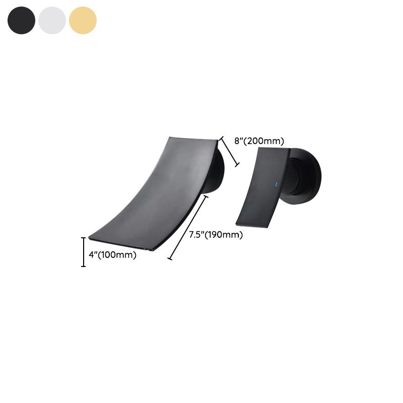 Single Lever Handle Bathroom Faucet 2 Holes Wall-Mounted Waterfall Spout Sink Faucet Clearhalo 'bathroom_sink_faucets' 'Conjuntos de Torneiras de Lavatório e Banheiro' 'home_improvement' 'home_improvement_bathroom_sink_faucets' 'Mobiliário Doméstico' 'Página inicial' 'Renovação e equipamento de casa de banho' 'Torneira para lavatório de banheiro' 1200x1200_8b5bfdbe-c773-43b1-85e0-3521ec630138