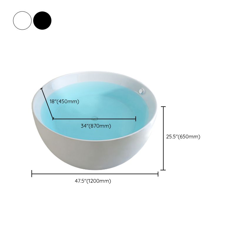 Modern Round Acrylic Bathtub Center Drain and Overflow Trim Tub Clearhalo 'Bathroom Remodel & Bathroom Fixtures' 'Bathtubs' 'Home Improvement' 'home_improvement' 'home_improvement_bathtubs' 'Showers & Bathtubs' 1200x1200_8b639234-68a5-44e2-8a84-801765cedf25