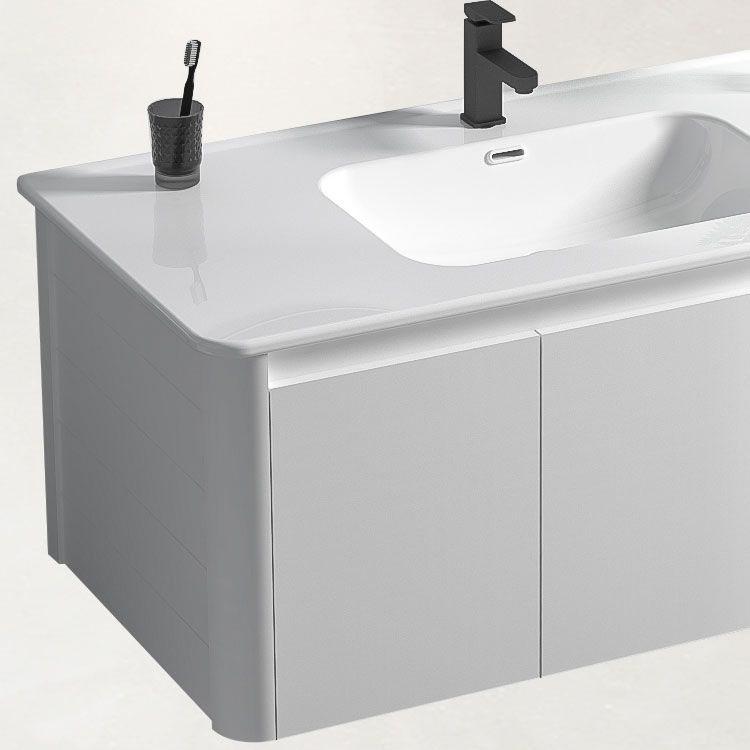 Wall Mount Bathroom Vanity Modern White Ceramic Single-Sink Vanity Set Clearhalo 'Bathroom Remodel & Bathroom Fixtures' 'Bathroom Vanities' 'bathroom_vanities' 'Home Improvement' 'home_improvement' 'home_improvement_bathroom_vanities' 1200x1200_8bc9aad7-93a4-4d04-b797-f9c3592d7b62