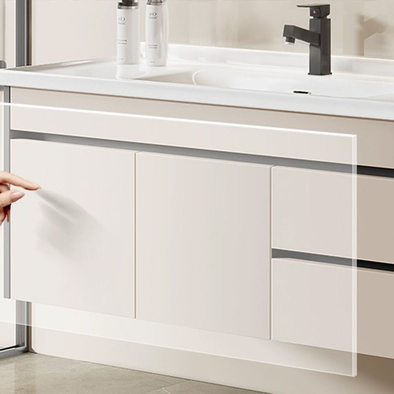 Contemporary Bathroom Sink Vanity Wall Mount Open Shelf with Soft Close Door Clearhalo 'Bathroom Remodel & Bathroom Fixtures' 'Bathroom Vanities' 'bathroom_vanities' 'Home Improvement' 'home_improvement' 'home_improvement_bathroom_vanities' 1200x1200_8bdd02c6-42f2-4392-a11a-a4a5199c0f6b