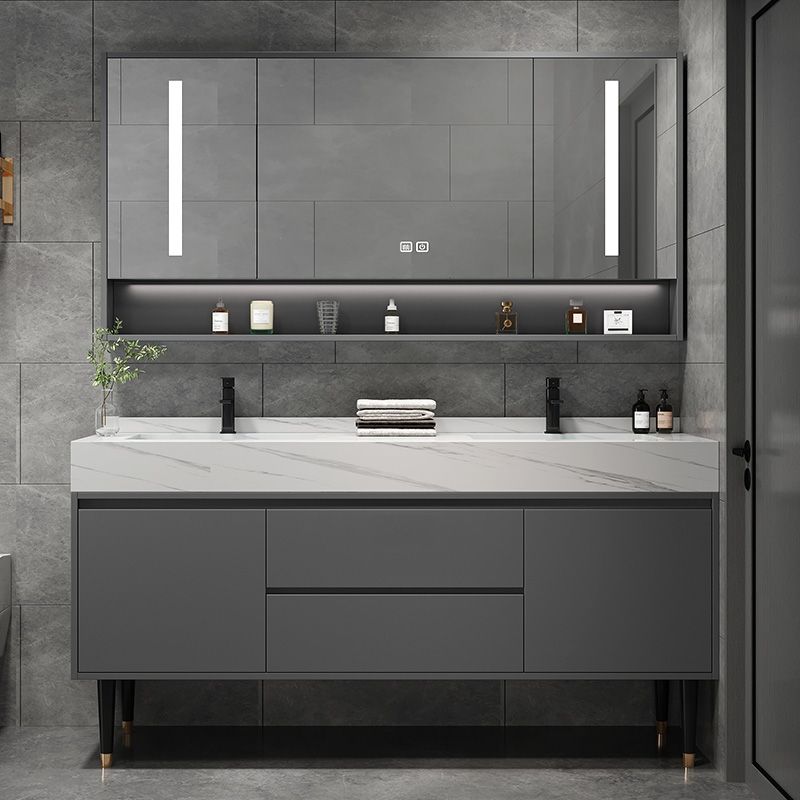 Modern Freestanding Sink Vanity Wood Bathroom Vanity Set with Mirror Clearhalo 'Bathroom Remodel & Bathroom Fixtures' 'Bathroom Vanities' 'bathroom_vanities' 'Home Improvement' 'home_improvement' 'home_improvement_bathroom_vanities' 1200x1200_8be00866-2043-48f1-9fbb-c6fcf892dd81