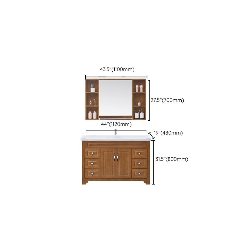 Wood Traditional Sink Vanity Freestanding Bathroom Vanity with Mirror Clearhalo 'Bathroom Remodel & Bathroom Fixtures' 'Bathroom Vanities' 'bathroom_vanities' 'Home Improvement' 'home_improvement' 'home_improvement_bathroom_vanities' 1200x1200_8bea83cb-9539-4d66-bb71-e2de69d7533b