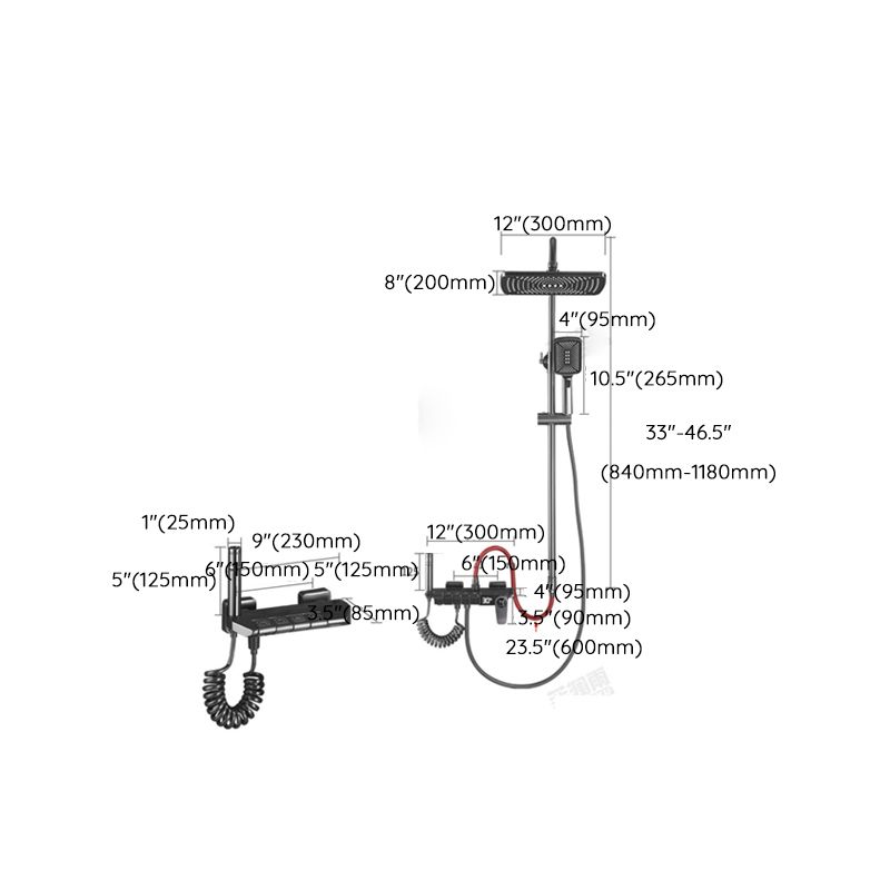 Grey Shower System Square Lever Handle Shower Hose Wall-Mounted Shower Arm Shower System Clearhalo 'Bathroom Remodel & Bathroom Fixtures' 'Home Improvement' 'home_improvement' 'home_improvement_shower_faucets' 'Shower Faucets & Systems' 'shower_faucets' 'Showers & Bathtubs Plumbing' 'Showers & Bathtubs' 1200x1200_8c023d1d-c68a-409d-9643-6e1df3a73b8a