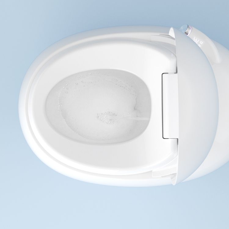 Round White Ceramic Foot Sensor Contemporary with Heated Seat Floor Mount Bidet Clearhalo 'Bathroom Remodel & Bathroom Fixtures' 'Bidets' 'Home Improvement' 'home_improvement' 'home_improvement_bidets' 'Toilets & Bidets' 1200x1200_8c2e6464-bdc9-48ca-864c-5005493de829