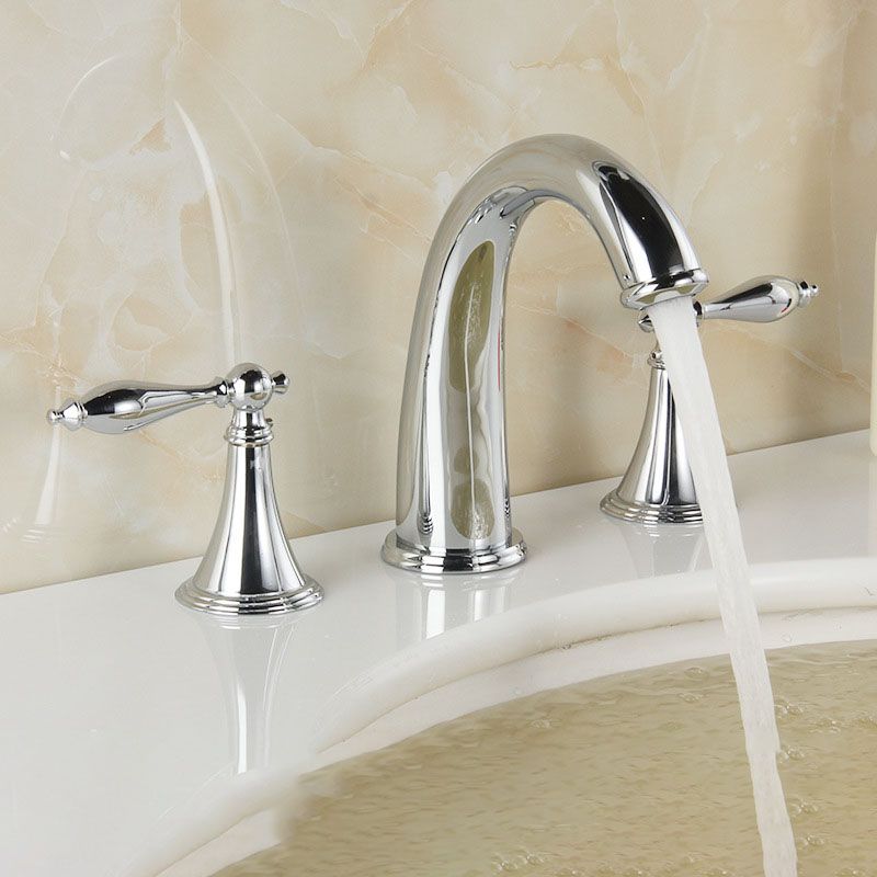Modern Widespread Sink Faucet Plain Bathroom Double Handle Faucet with Lever Handle Clearhalo 'Bathroom Remodel & Bathroom Fixtures' 'Bathroom Sink Faucets' 'Bathroom Sinks & Faucet Components' 'bathroom_sink_faucets' 'Home Improvement' 'home_improvement' 'home_improvement_bathroom_sink_faucets' 1200x1200_8c555b2d-5030-44db-814a-123eee607ce1