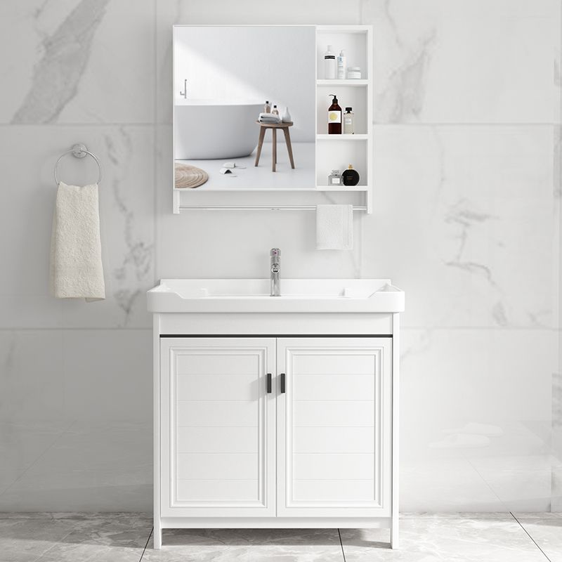 Modern White Sink Vanity Ceramic Single Rectangular Bath Vanity Clearhalo 'Bathroom Remodel & Bathroom Fixtures' 'Bathroom Vanities' 'bathroom_vanities' 'Home Improvement' 'home_improvement' 'home_improvement_bathroom_vanities' 1200x1200_8c7b4d71-1227-4b0b-b404-3b6d14c9d0c4