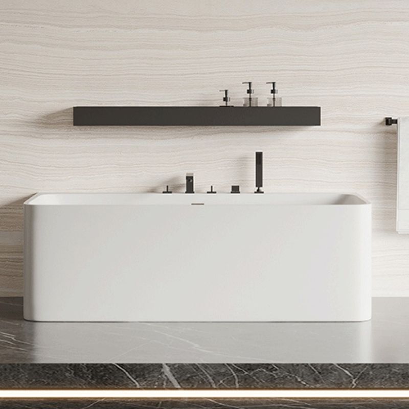 Modern Stone Soaking Bathtub Rectangle Back to Wall Bathtub With Faucet Clearhalo 'Bathroom Remodel & Bathroom Fixtures' 'Bathtubs' 'Home Improvement' 'home_improvement' 'home_improvement_bathtubs' 'Showers & Bathtubs' 1200x1200_8cdbbc39-d2c8-4387-a002-f2a71b9b211e