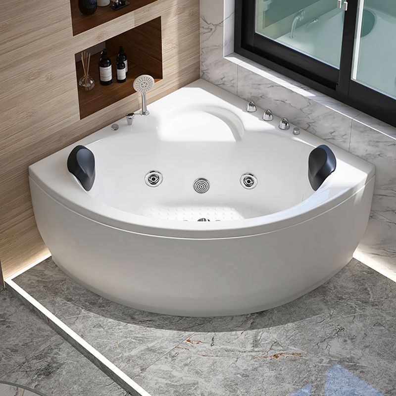 Modern Corner Acrylic Bathtub Air/Whirlpool Bathtub with Drain and Overflow Trim Clearhalo 'Bathroom Remodel & Bathroom Fixtures' 'Bathtubs' 'Home Improvement' 'home_improvement' 'home_improvement_bathtubs' 'Showers & Bathtubs' 1200x1200_8d561c21-bb85-4395-9af3-aa8c6cdf7f58