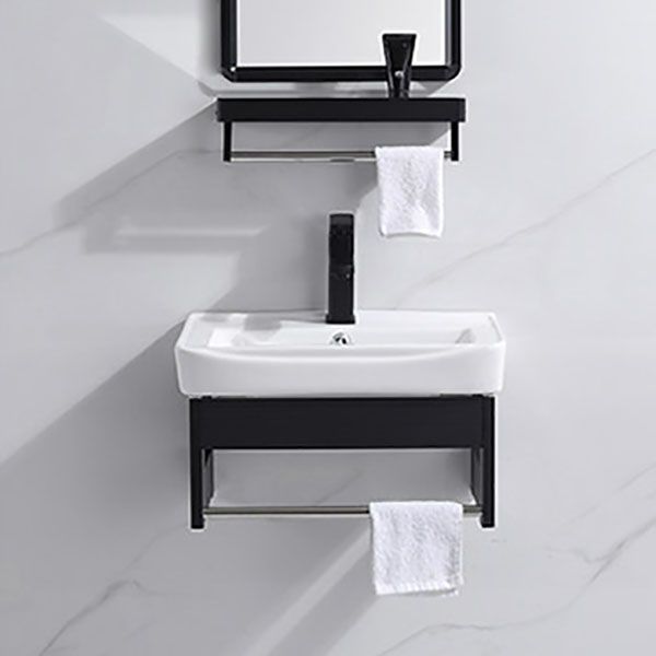 Wall Mount Metal Modern Sink Vanity with Sink for Bathroom in Black Clearhalo 'Bathroom Remodel & Bathroom Fixtures' 'Bathroom Vanities' 'bathroom_vanities' 'Home Improvement' 'home_improvement' 'home_improvement_bathroom_vanities' 1200x1200_8d9138e6-8461-4312-9861-02e5bc10b225