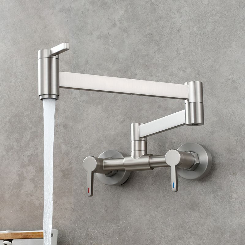 Modern Pull Down 2-Handle Pot Filler Low Profile Wall-mounted Faucet Clearhalo 'Home Improvement' 'home_improvement' 'home_improvement_kitchen_faucets' 'Kitchen Faucets' 'Kitchen Remodel & Kitchen Fixtures' 'Kitchen Sinks & Faucet Components' 'kitchen_faucets' 1200x1200_8d92e527-6765-4984-a0dc-7d369941a79d