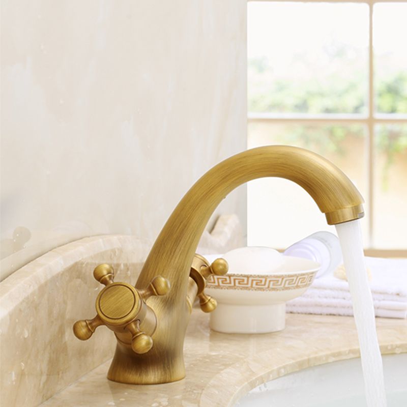 Glam Vessel Faucet 1 Hole Bathroom Faucet with 2 Cross Handles Clearhalo 'bathroom_sink_faucets' 'Conjuntos de Torneiras de Lavatório e Banheiro' 'home_improvement' 'home_improvement_bathroom_sink_faucets' 'Mobiliário Doméstico' 'Página inicial' 'Renovação e equipamento de casa de banho' 'Torneira para lavatório de banheiro' 1200x1200_8e2f2291-b4a1-4e4b-b76a-cb26ffaf3ef4