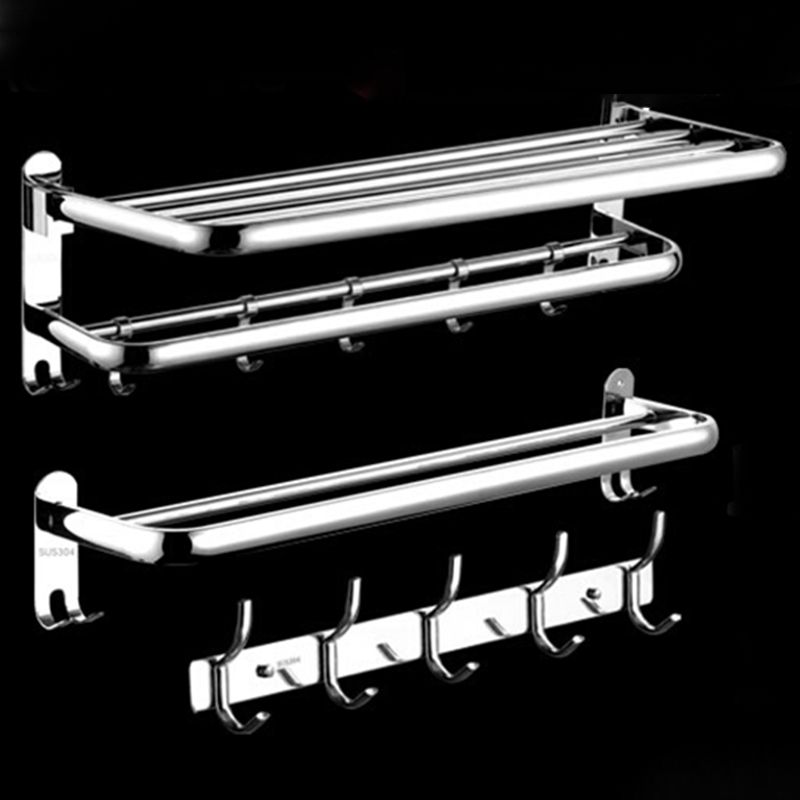 Modern Bathroom Accessory Kit Stainless Steel Towel Bar Bath Shelf Bathroom Set Clearhalo 'Bathroom Hardware Sets' 'Bathroom Hardware' 'Bathroom Remodel & Bathroom Fixtures' 'bathroom_hardware_sets' 'Home Improvement' 'home_improvement' 'home_improvement_bathroom_hardware_sets' 1200x1200_8e5de404-6e42-46cc-a2f3-f5d877993b0e