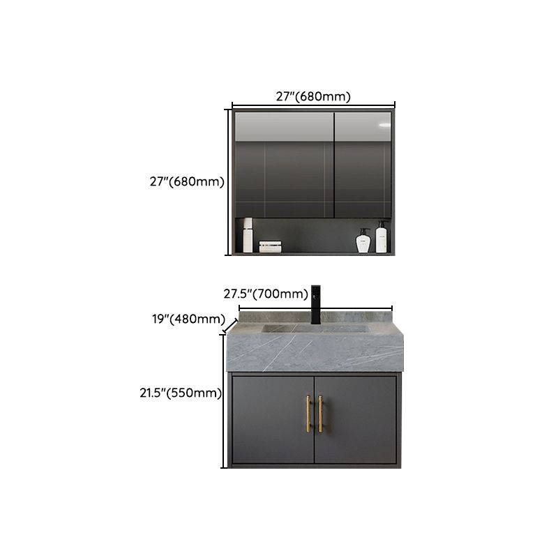 Grey Wall-Mounted Modern Single-Sink Rectangular Wood Bathroom Vanity Set Clearhalo 'Bathroom Remodel & Bathroom Fixtures' 'Bathroom Vanities' 'bathroom_vanities' 'Home Improvement' 'home_improvement' 'home_improvement_bathroom_vanities' 1200x1200_8eaf672a-3857-4dea-ab17-937cb84a4a25