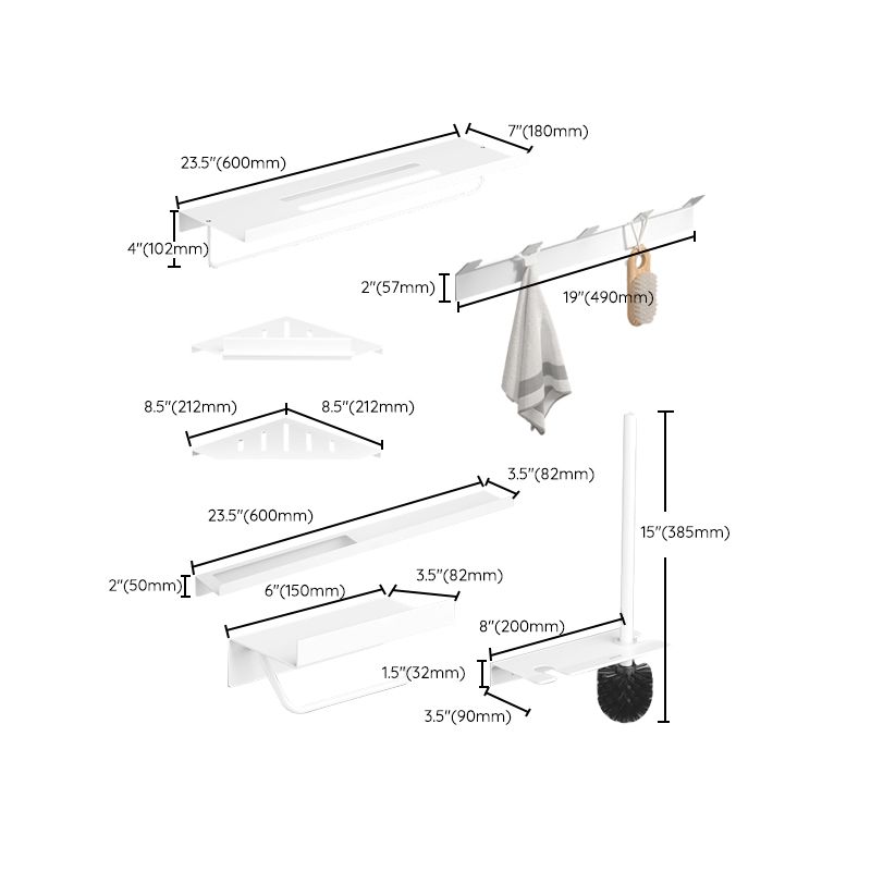 Modern White Bath Hardware Set Bath Shelf Paper Holder Bathroom Accessory Kit Clearhalo 'Bathroom Hardware Sets' 'Bathroom Hardware' 'Bathroom Remodel & Bathroom Fixtures' 'bathroom_hardware_sets' 'Home Improvement' 'home_improvement' 'home_improvement_bathroom_hardware_sets' 1200x1200_8eeaf74b-6ae0-4eb9-9ced-28da11eee4e4