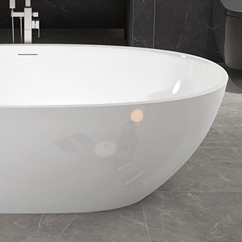 Modern Ellipse Stone Bathtub White Freestand Soaking Bathtub with Overflow Hole Clearhalo 'Bathroom Remodel & Bathroom Fixtures' 'Bathtubs' 'Home Improvement' 'home_improvement' 'home_improvement_bathtubs' 'Showers & Bathtubs' 1200x1200_8f1427dc-3cd5-446a-9bbc-320738d2a3dd