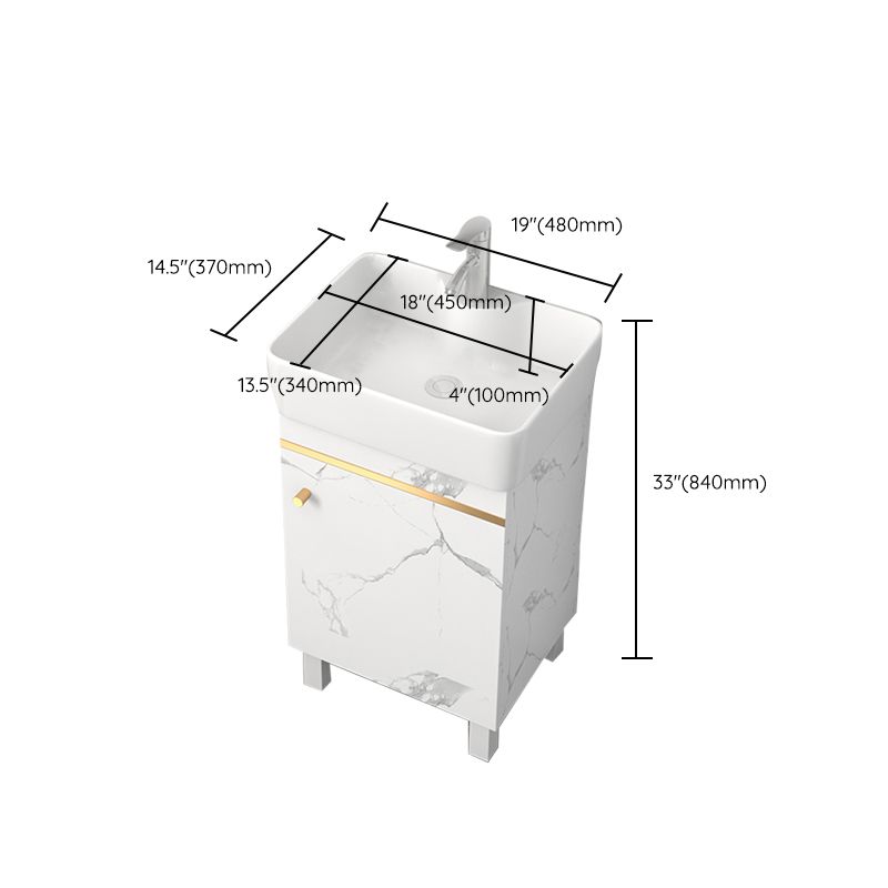 Rectangle Vanity Set White Single Sink Mirror Freestanding Bathroom Vanity with Door Clearhalo 'Bathroom Remodel & Bathroom Fixtures' 'Bathroom Vanities' 'bathroom_vanities' 'Home Improvement' 'home_improvement' 'home_improvement_bathroom_vanities' 1200x1200_8f349bc2-363f-4a25-abae-702382225e9e