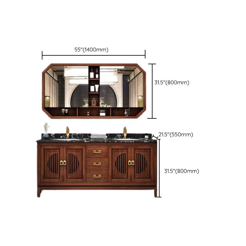 Vintage Bathroom Vanity Ceramic Sink Drawer Sink Vanity with Mirror Clearhalo 'Bathroom Remodel & Bathroom Fixtures' 'Bathroom Vanities' 'bathroom_vanities' 'Home Improvement' 'home_improvement' 'home_improvement_bathroom_vanities' 1200x1200_8f7ef5c1-e8ba-480e-aeff-d8c1041fa94a