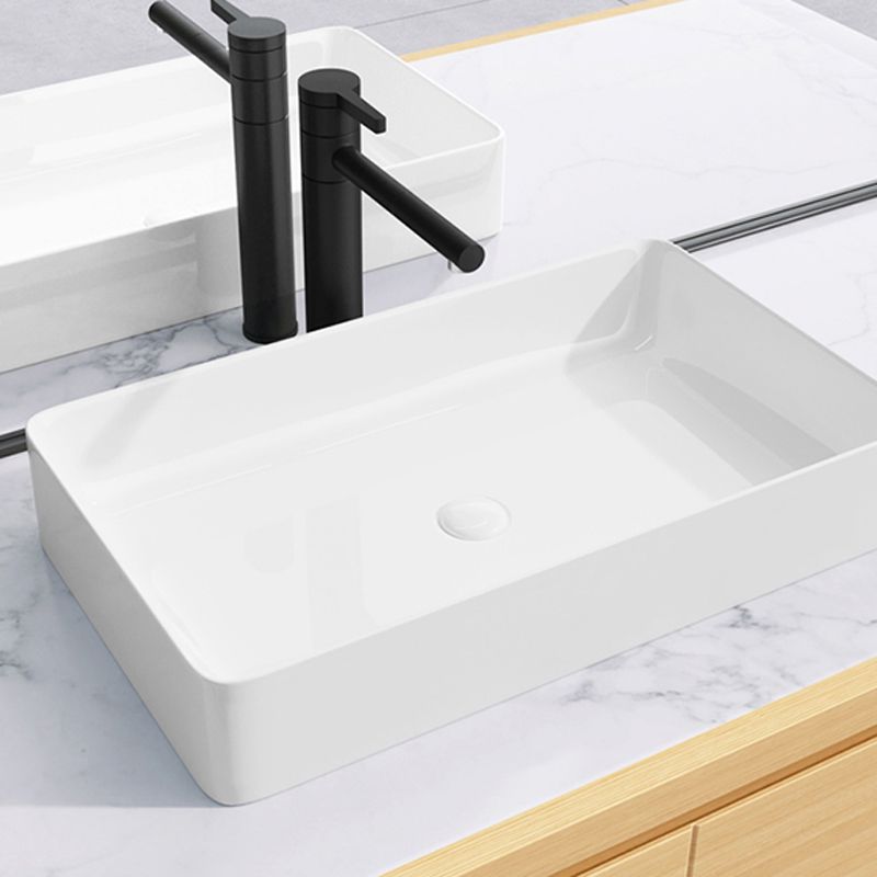 Modern Bathroom Sink Porcelain Rectangular with Drain Assembly and Faucet Vessel Sink Clearhalo 'Bathroom Remodel & Bathroom Fixtures' 'Bathroom Sinks & Faucet Components' 'Bathroom Sinks' 'bathroom_sink' 'Home Improvement' 'home_improvement' 'home_improvement_bathroom_sink' 1200x1200_8fa3dfd0-f02a-4ab3-a748-9fe3ba0674e6