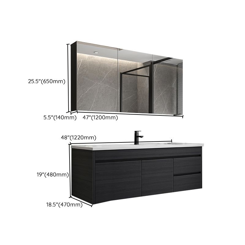 Rectangular Bathroom Vanity Single-Sink Modern Ceramic Wall Mount Vanity Set Clearhalo 'Bathroom Remodel & Bathroom Fixtures' 'Bathroom Vanities' 'bathroom_vanities' 'Home Improvement' 'home_improvement' 'home_improvement_bathroom_vanities' 1200x1200_8fa54ffd-754f-4d6a-b79c-7577739d85c0