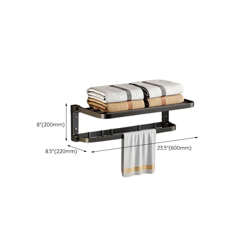 Contemporary Black Finish Bathroom Accessory Set with Bath Shelf/Towel Bar Clearhalo 'Bathroom Hardware Sets' 'Bathroom Hardware' 'Bathroom Remodel & Bathroom Fixtures' 'bathroom_hardware_sets' 'Home Improvement' 'home_improvement' 'home_improvement_bathroom_hardware_sets' 1200x1200_8fc39160-66da-42df-ad65-5b48209e26b8