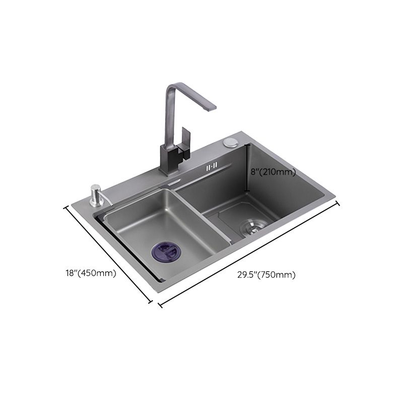 Grey Kitchen Sink Cutting Board Single Bowl Stainless Steel Top-Mount Kitchen Sink Clearhalo 'Home Improvement' 'home_improvement' 'home_improvement_kitchen_sinks' 'Kitchen Remodel & Kitchen Fixtures' 'Kitchen Sinks & Faucet Components' 'Kitchen Sinks' 'kitchen_sinks' 1200x1200_8fd2fd84-1766-4b19-9906-9a041eab1d41