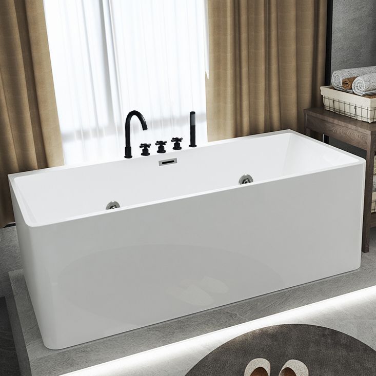 Rectangular Freestanding Back to Wall Bathtub Modern Acrylic-Fiberglass Bath Tub Clearhalo 'Bathroom Remodel & Bathroom Fixtures' 'Bathtubs' 'Home Improvement' 'home_improvement' 'home_improvement_bathtubs' 'Showers & Bathtubs' 1200x1200_8fda3ddc-e2e9-4012-8270-8c24d27f9b42