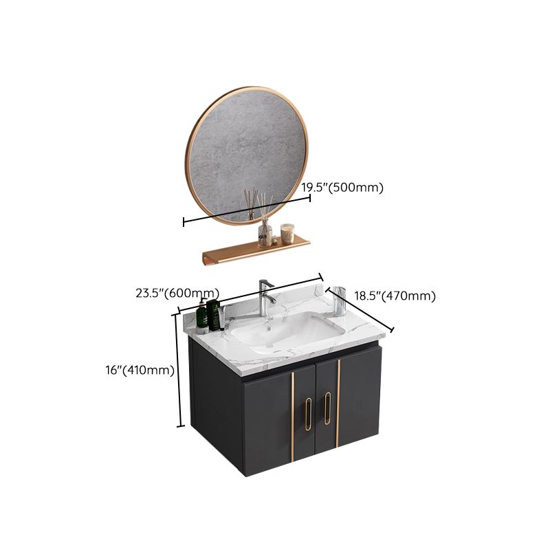 Single Glam Bathroom Vanity Dark Gray Rectangular Wall Mount Vanity Set Clearhalo 'Bathroom Remodel & Bathroom Fixtures' 'Bathroom Vanities' 'bathroom_vanities' 'Home Improvement' 'home_improvement' 'home_improvement_bathroom_vanities' 1200x1200_8fdbb6aa-bb95-498f-b7a3-3f169dfdeec1