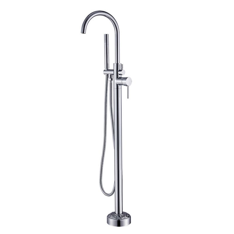 Modern Floor Mounted High Arc Freestanding Tub Filler Freestanding Copper Tub Filler Trim Clearhalo 'Bathroom Remodel & Bathroom Fixtures' 'Bathtub Faucets' 'bathtub_faucets' 'Home Improvement' 'home_improvement' 'home_improvement_bathtub_faucets' 1200x1200_8fee485c-c2a0-4941-8f30-d5362860b935