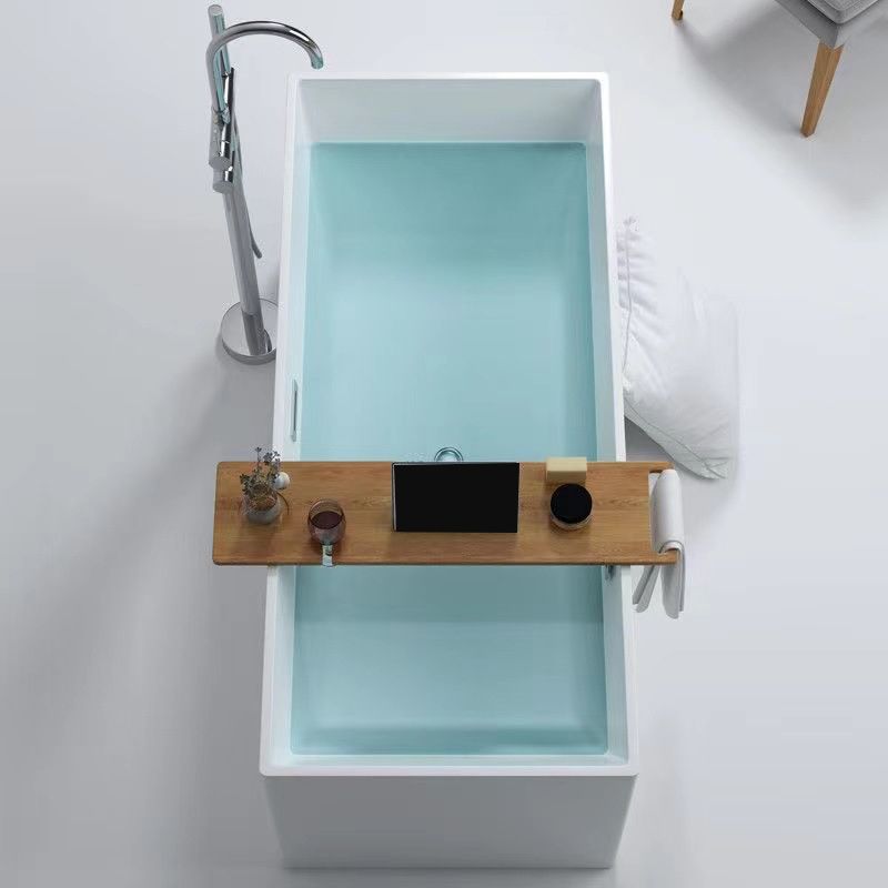 Modern Freestanding Soaking Bathtub Rectangle Acrylic Bathtub in White Clearhalo 'Bathroom Remodel & Bathroom Fixtures' 'Bathtubs' 'Home Improvement' 'home_improvement' 'home_improvement_bathtubs' 'Showers & Bathtubs' 1200x1200_8ff602d7-335f-4a64-b5f6-7e453e7ab68a