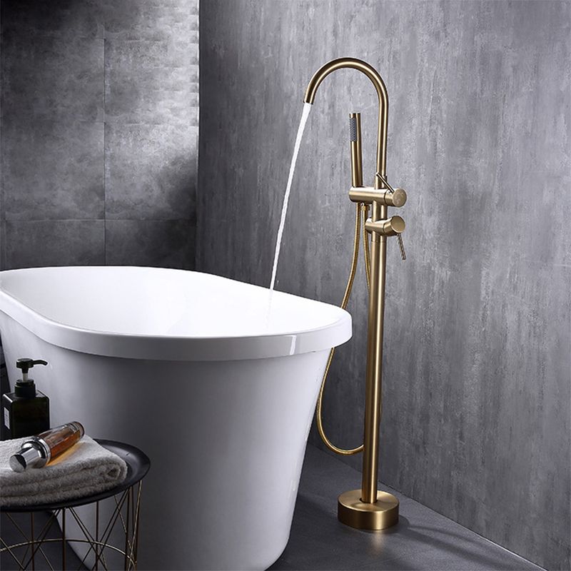 Floor Mounted Metal Freestanding Tub Filler High Arc Freestanding Faucet Clearhalo 'Bathroom Remodel & Bathroom Fixtures' 'Bathtub Faucets' 'bathtub_faucets' 'Home Improvement' 'home_improvement' 'home_improvement_bathtub_faucets' 1200x1200_8ffdf715-b519-4b7d-b637-693d58389a89